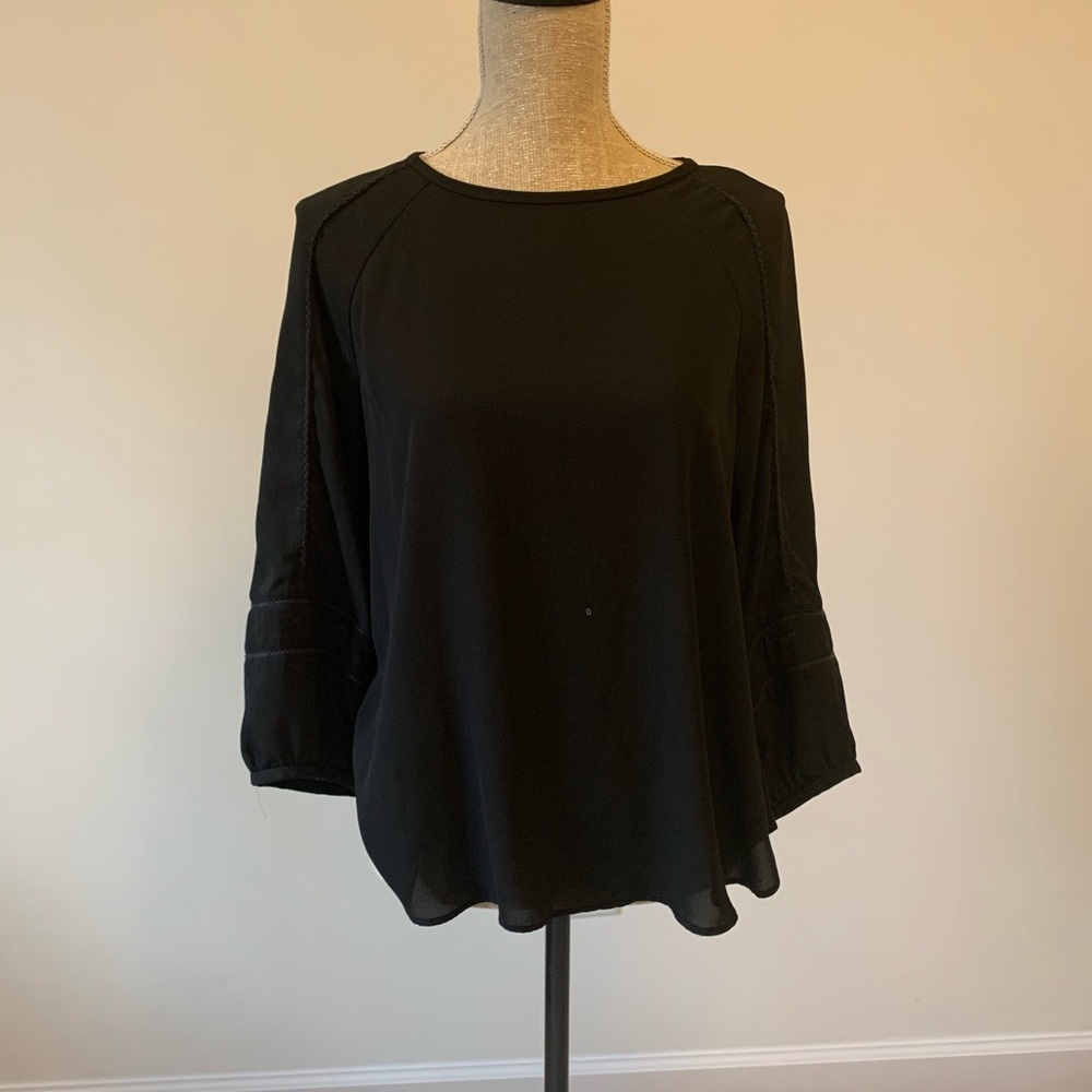 Black Work Blouse with Detailed Sleeves